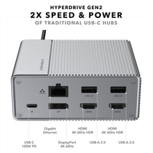 Load image into Gallery viewer, HyperDrive GEN2 12-Port USB-C Hub — 2X Speed & Power: Universal USB-C docking station for MacBook, Chromebook, and PC