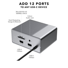 Load image into Gallery viewer, HyperDrive GEN2 12-Port USB-C Hub — 2X Speed &amp; Power: Universal USB-C docking station for MacBook, Chromebook, and PC
